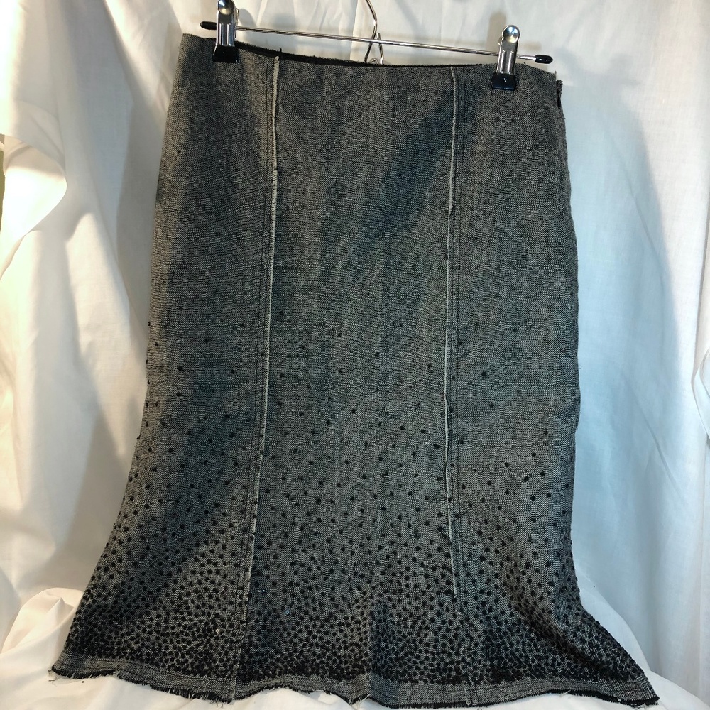 WHBM Tweed Frayed Edge Skirt w/Beaded Details